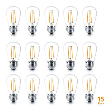 Brightech – Ambience PRO LED S14 Energy Efficient 1 Watt Bulb - 1 Watt – Use to Replace High-Heat, High-Cost Bulbs in Outdoor String Lights – Edison-Inspired Exposed Filaments - 15 Pack
