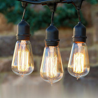 Brightech Ambience Pro - Outdoor Edison String Lights - Dimmable Vintage Filament Bulbs Create Old Time Bistro Ambience On Your Patio - Commercial Grade Weatherproof - 48 Ft Market Lights