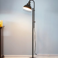Brightech Dylan - Industrial Floor Lamp for Living Rooms & Bedrooms - Rustic Farmhouse Reading Lamp - Standing, Adjustable Head Indoor Pole Lamp