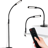 Brightech Vista 3 in 1- Bright LED Floor & Desk 3 in 1 Lamp for Reading & Crafts - Remote Control Modern Standing Light - Flexible, Adjustable Gooseneck for Comfort. For Tasks in Office or Living Room