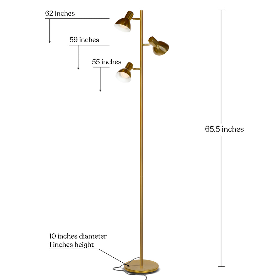 Brightech Ethan - LED Tree Floor Lamp for Mid Century, Modern, Contemporary and Industrial Decor - 3 Light Standing Pole Lamp- Tall Light for Living Room, Bedroom, and Office