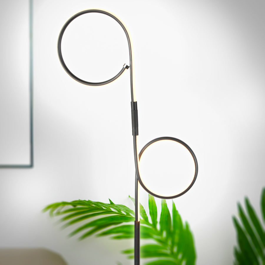 Brightech Halo - Modern LED Two Ring Floor Lamp, for Offices - Standing Pole Light - Tall, Dimmable Light for Reading in Your Bedroom or Living Room