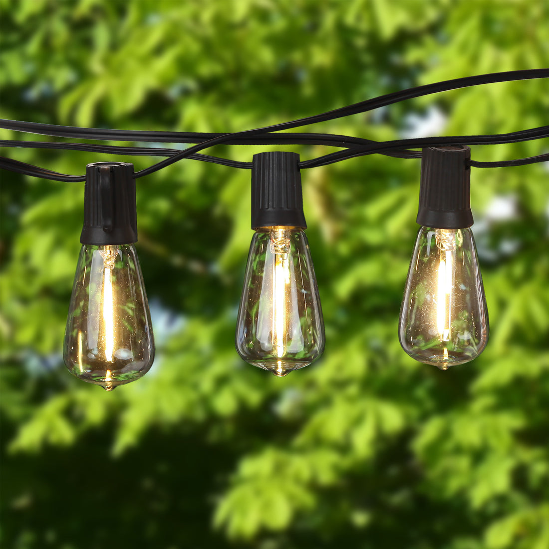 Brightech Ambience Pro Teardrop String Lights - Weatherproof LED Outdoor String Lights - Hanging Dimmable 1W LED Bulbs with Unique Teardrop Bulbs - 26 Ft Commercial Grade Patio Backyard Gazebo