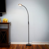 Brightech Vista - Bright LED Floor Lamp for Crafts & Reading - Remote Control 25 Light Color & Dimming Options: Get The Right Light for You - Adjustable Gooseneck Pole Lamp for Office & Living Room