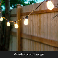 Brightech Ambience Pro with Flaming, Flickering LED Bulbs - Solar Panel Powered String Lights - Commercial Grade Waterproof, Shatterproof Patio Lights Create Cafe Ambience On Your Porch, Deck - 27 Ft