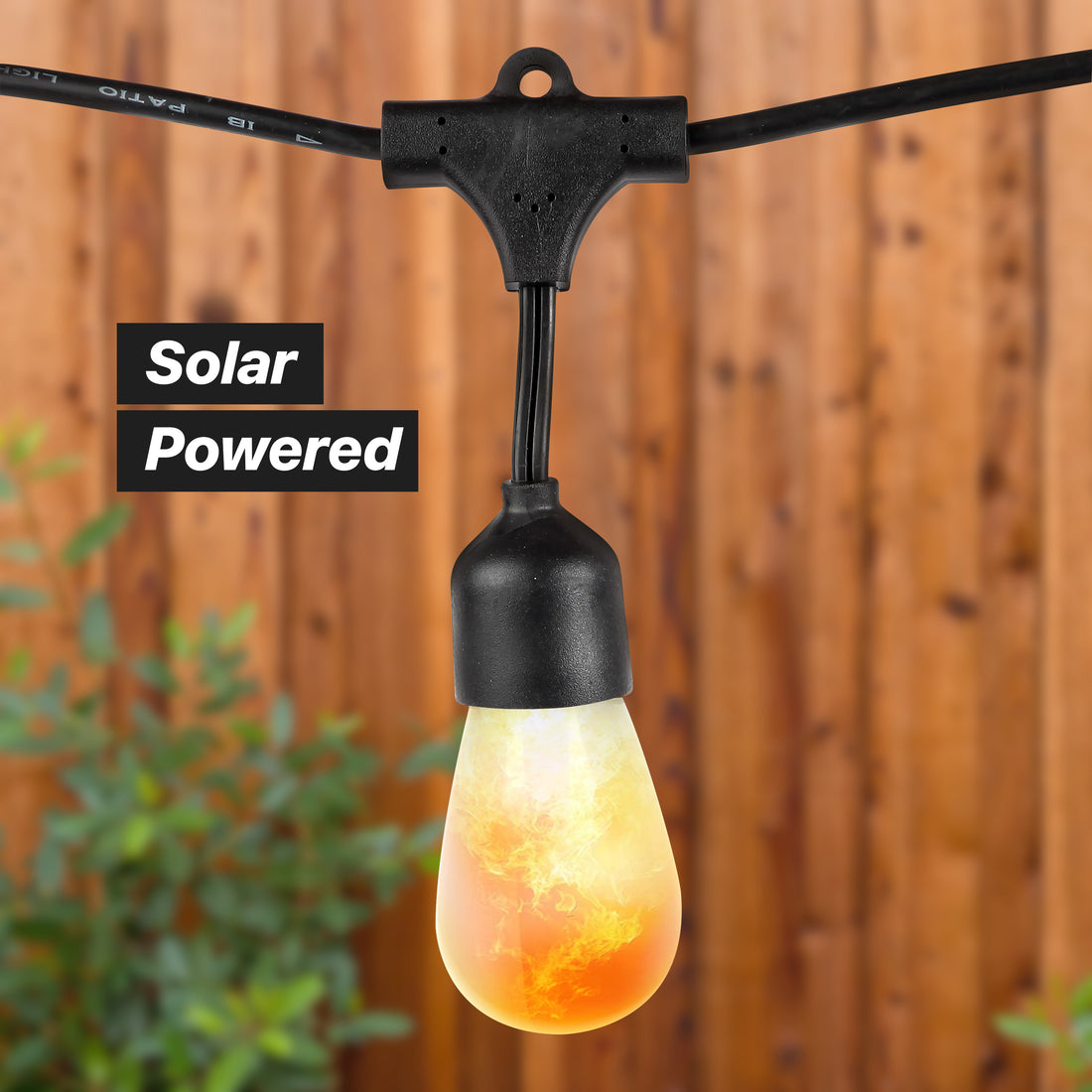 Brightech Ambience Pro with Flaming, Flickering LED Bulbs - Solar Panel Powered Hanging String Lights - Commercial Grade Waterproof, Shatterproof Cafe Lights Create Ambience In Your Yard, Deck - 27 Ft