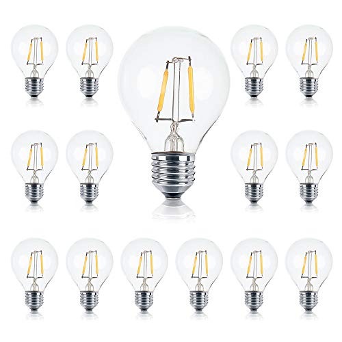 Brightech – Ambience PRO LED G40/G45 1 Watt Energy Efficient Bulb – Replace High-Heat, High-Cost Bulbs in Outdoor String Lights – Edison-Inspired Exposed Filaments Design- Soft White 2700K - 15 Pack