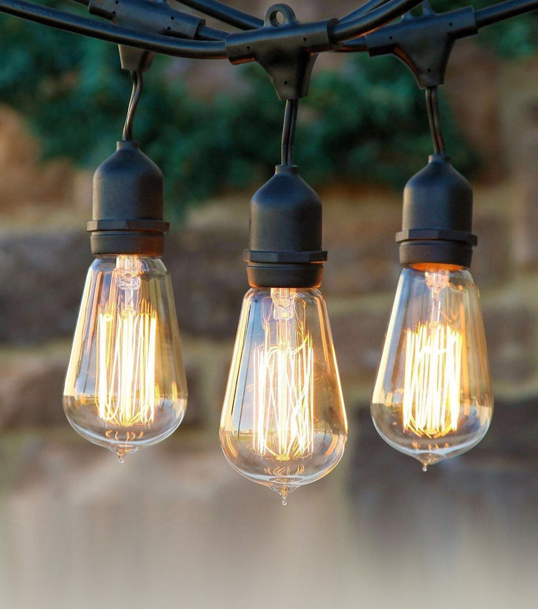 Brightech Ambience Pro - Outdoor Edison String Lights - Dimmable Vintage Filament Bulbs Create Old Time Bistro Ambience On Your Patio - Commercial Grade Weatherproof - 48 Ft Market Lights
