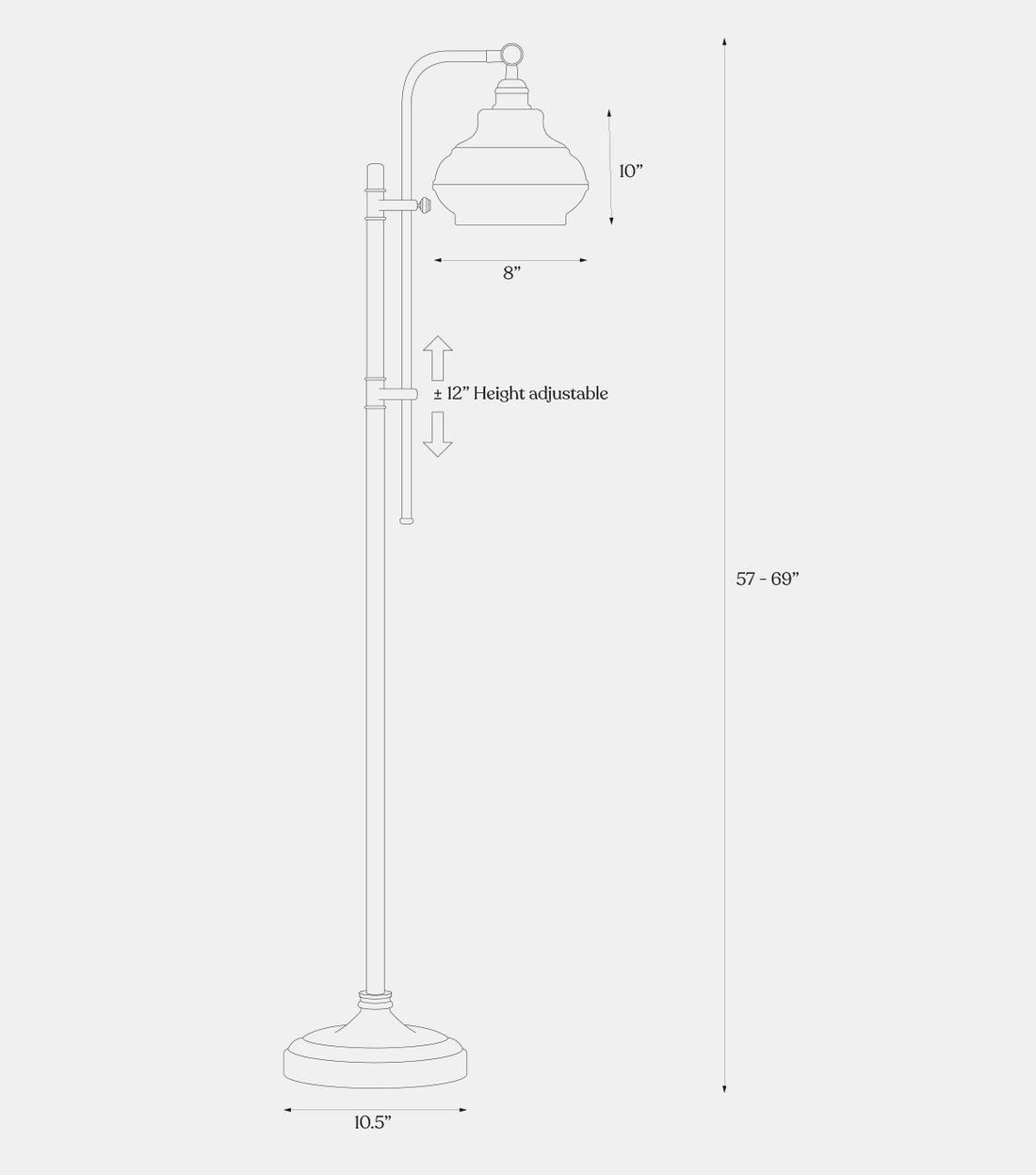 Brightech Austin - Industrial Floor Lamp for Living Rooms & Bedrooms with Rustic Glass Teardrop Shade - Farmhouse, Tall & Bright Reading Lamp - Standing, Adjustable Head Indoor Pole Lamp
