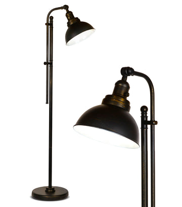 Brightech Dylan - Industrial Floor Lamp for Living Rooms & Bedrooms - Rustic Farmhouse Reading Lamp - Standing, Adjustable Head Indoor Pole Lamp