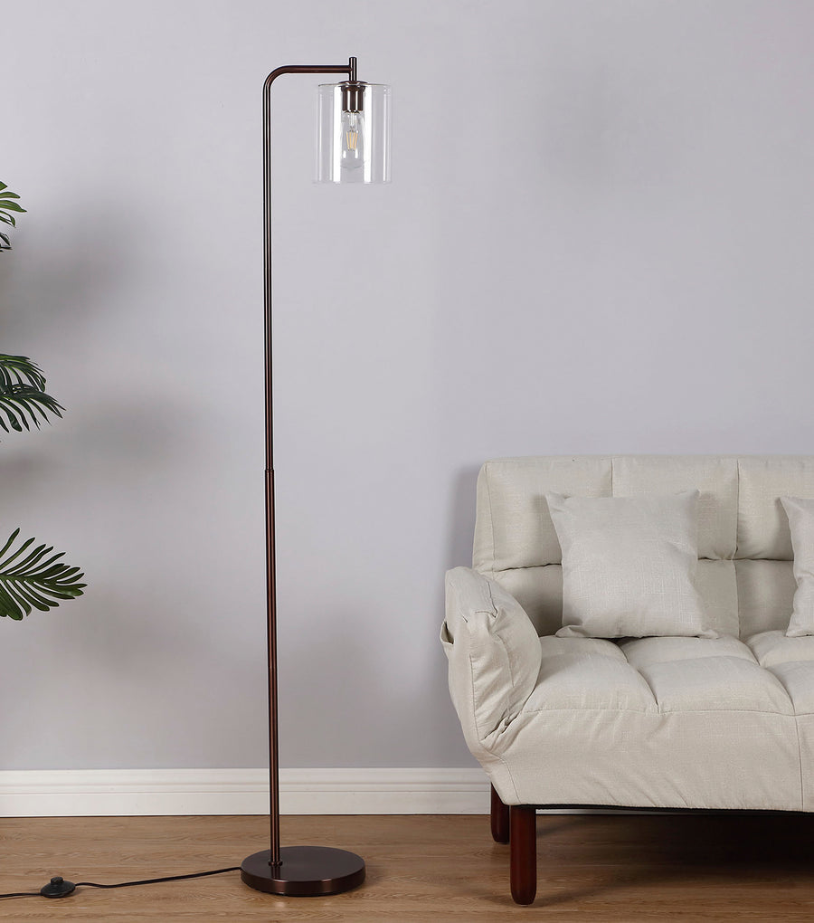 Brightech Elizabeth Industrial Floor Lamp with Glass Shade & Edison Bulb - Indoor Pole Light to Match Living Room or Bedroom in Farmhouse, Vintage, or Rustic Style - Standing, Tall Lighting