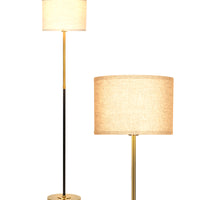 Brightech Emery - Mid Century Modern Floor Lamp for Bedroom Reading - Brighten Living Room Corners with A Free Standing Light - Tall Office Lighting with Drum Shade & Brass Finish