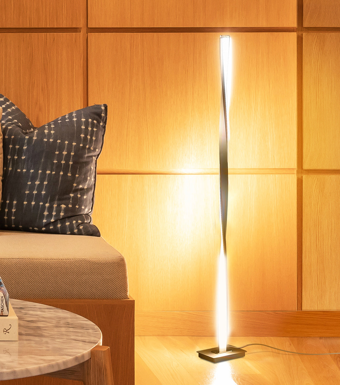 Brightech Helix - Modern LED Floor Lamp for Living Room Bright Lighting - Get Compliments: Unique, 48" Tall Light for Bedrooms, Offices - Dimmable, Contemporary Indoor Pole Lamp