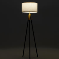 Brightech Levi - Black and Gold Tripod Floor Lamp for Living Rooms - Match Your Bedroom's Mid Century Modern or Farmhouse Decor with This Vintage Standing Light - Includes LED Bulb