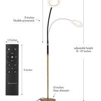 Brightech LightView Remote - Remote Controlled Magnifying Floor Lamp - Dimmable, Hands Free Magnifier with Bright LED Light for Reading - Flexible Gooseneck Holds Position - Standing Mag Lamp