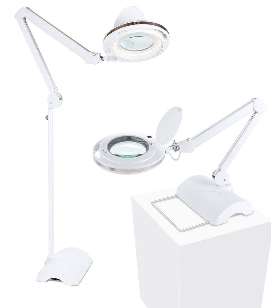 Brightech LightView Pro 2 in 1 - Bright LED Magnifying Lamp Converts from Table to Floor Lamp - Real Diopter Glass Magnifier with Light - for Crafts & Professional Use: Facial, Lash Extension, Etc