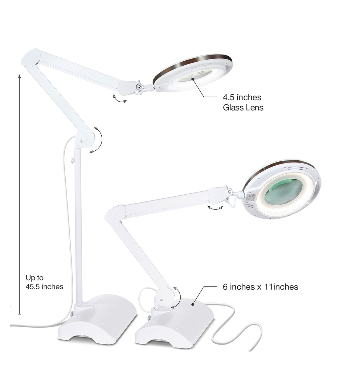 Brightech LightView Pro 2 in 1 - Bright LED Magnifying Lamp Converts from Table to Floor Lamp - Real Diopter Glass Magnifier with Light - for Crafts & Professional Use: Facial, Lash Extension, Etc