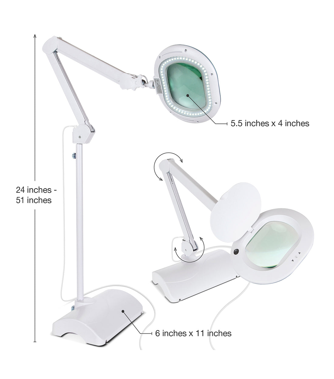 Brightech LightView Pro 2 in 1 XL Magnifying Floor Lamp - Very Bright LED Light with Full Page Magnifier Glass for Pro Tasks, Reading, Crafts & Hobbies - Converts from Standing to Table Lamp