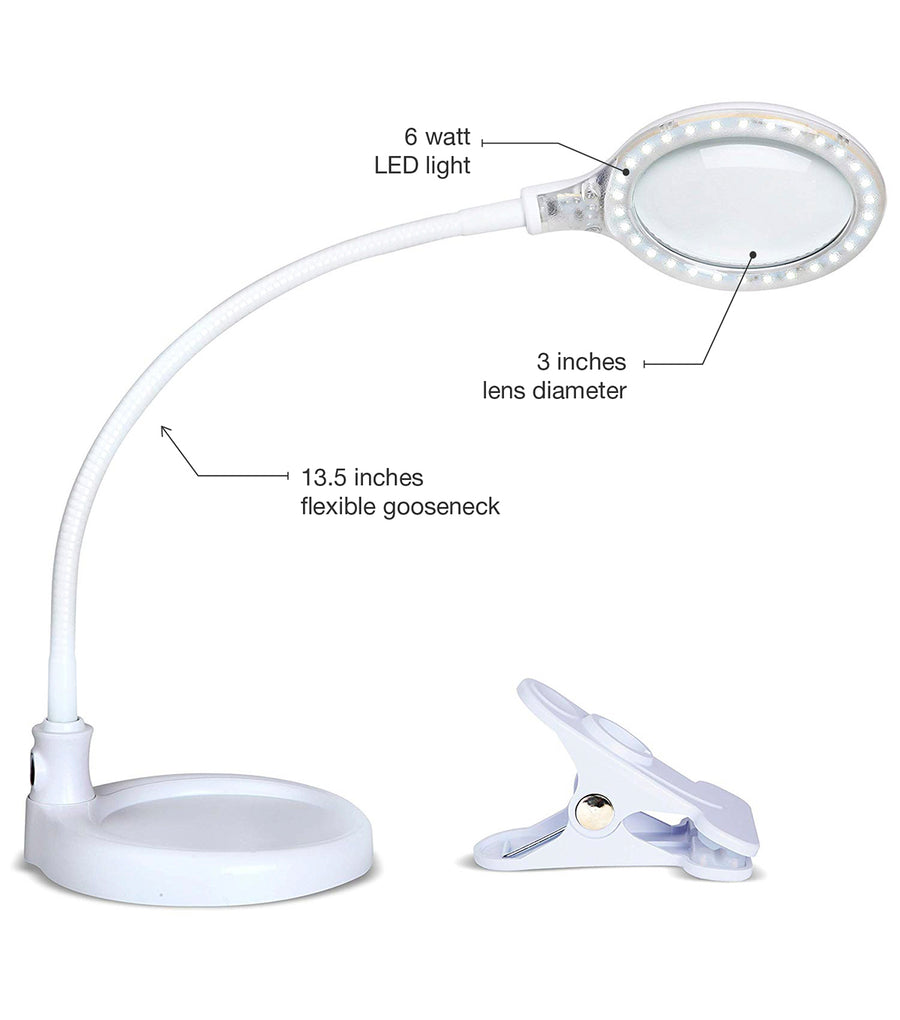  Brightech LightView Pro Magnifying Floor Lamp - Hands Free  Magnifier with Bright LED Light for Reading - Work Light with Flexible  Gooseneck - Standing Mag Lamp : Health & Household