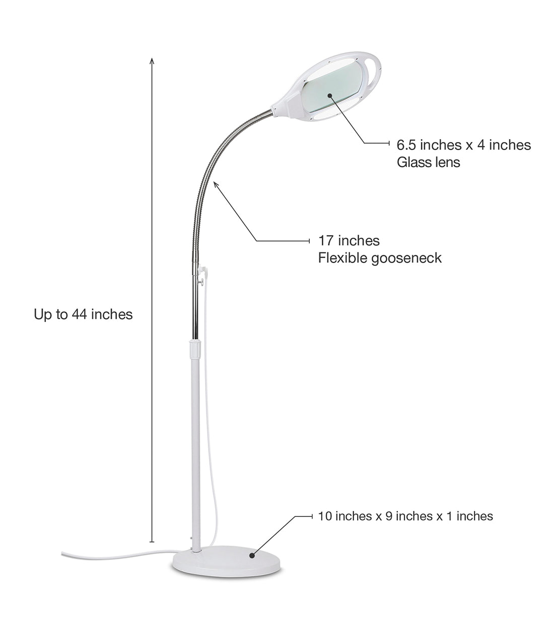Brightech LightView Pro - Full Page Magnifying Floor Lamp - Hands Free Magnifier with Bright LED Light for Reading - Flexible Gooseneck Holds Position - Standing Mag Lamp