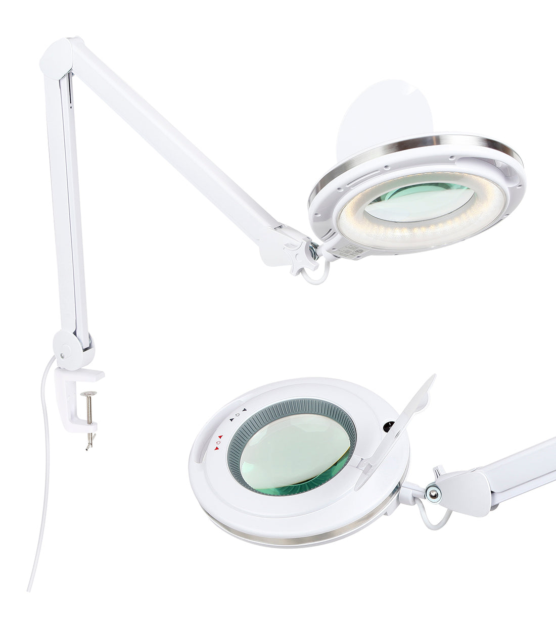 Brightech LightView Pro Magnifying Lamp & Table Clamp - Max Comfort - Pro Work Like Lash Extensions & Crafts - Durable Glass Magnifier with Bright LED Light - Dimmable & Adjustable Light Color