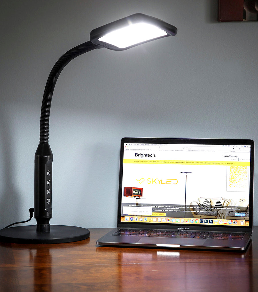 Brightech Litespan 2 in 1 Floor & Desk Lamp, LED - Bright Craft & Office Reading Lamp - Natural Daylight Esthetician Light for Lash Extensions - Gooseneck Pole Lamp for Precise Tasks