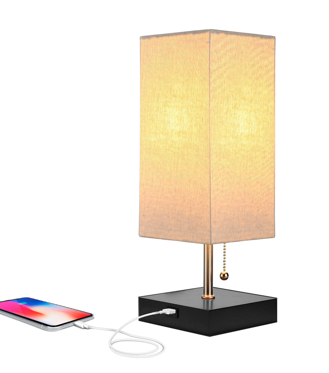 Brightech Grace LED USB Bedside Table & Desk Lamp – Modern Lamp with Soft, Ambient Light, Unique Lampshade & Functional USB Port – Perfect for Table in Bedroom, Living Room, or Office