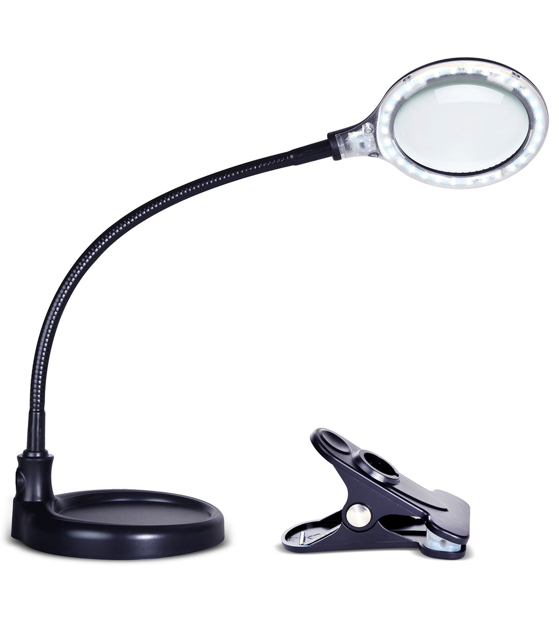Brightech LightView Pro Flex 2 in 1: 2.25x Magnifier with Bright LED Light - Magnifying Glass Lamp with Base Stand & Clamp - for Reading, Painting, Sewing & Needle Crafts, Puzzle & Hobby Fans