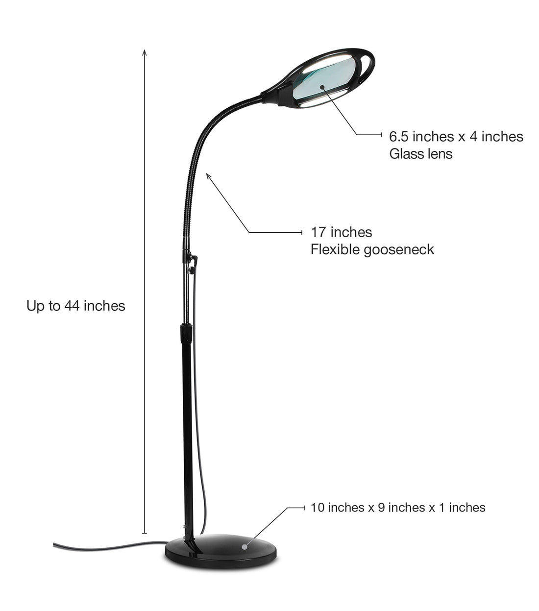 LightView PRO Magnifying Desk Lamp 2.25x Light Magnifier Adjustable  Magnifying Glass with Light for Crafts Reading Close Work - Black 