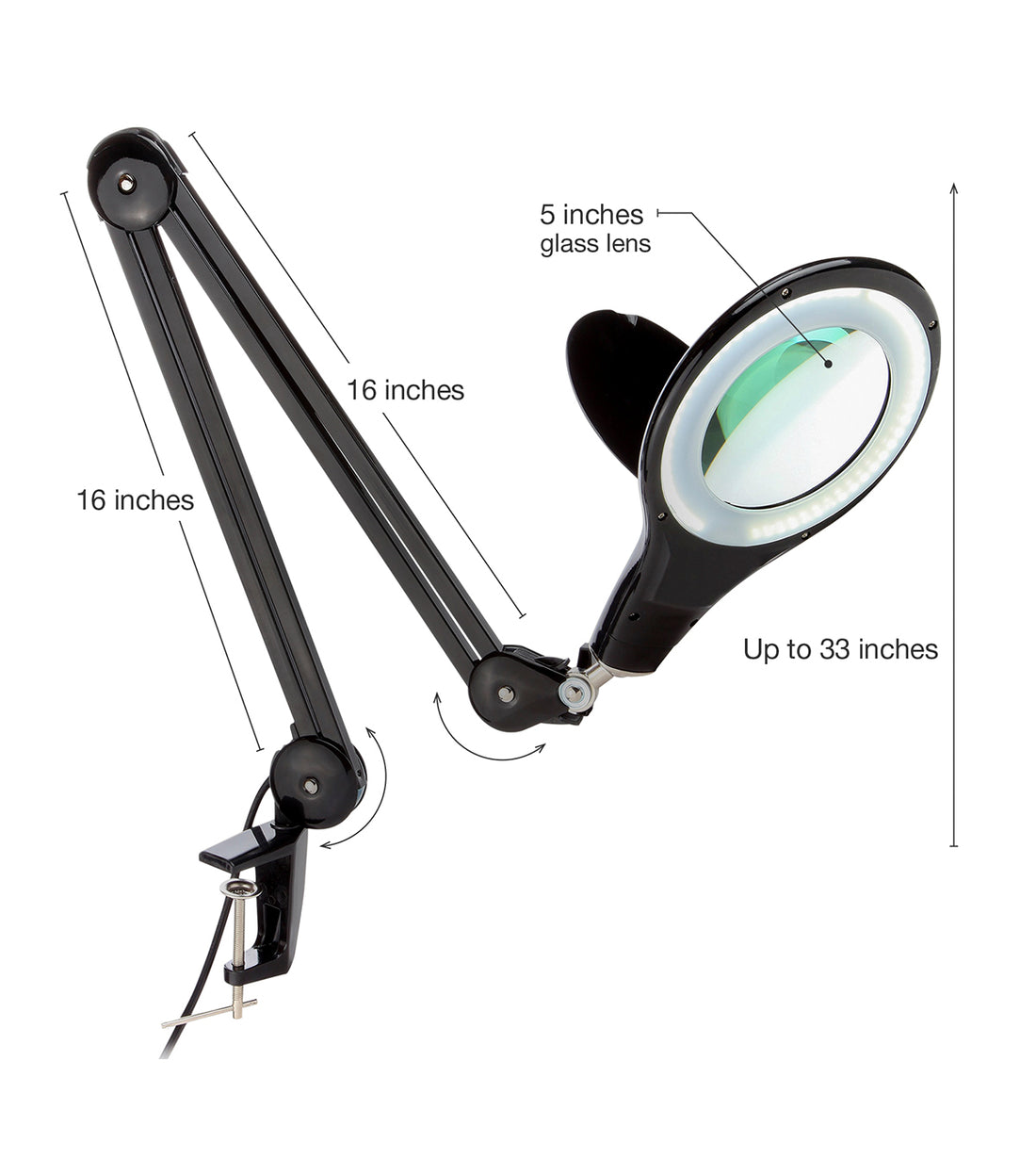 LED Light Magnifying Lamp Adjustable Magnifying Glass Stand 360