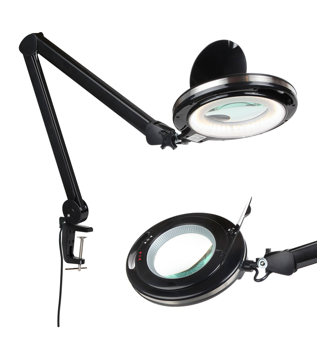 Brightech LightView PRO - LED Magnifying Glass Desk Lamp for Close Work - Bright, Lighted Magnifier for Reading, Crafts & Pro Tasks - Light Color Adjustable & Dimmable - 1.75x Magnification