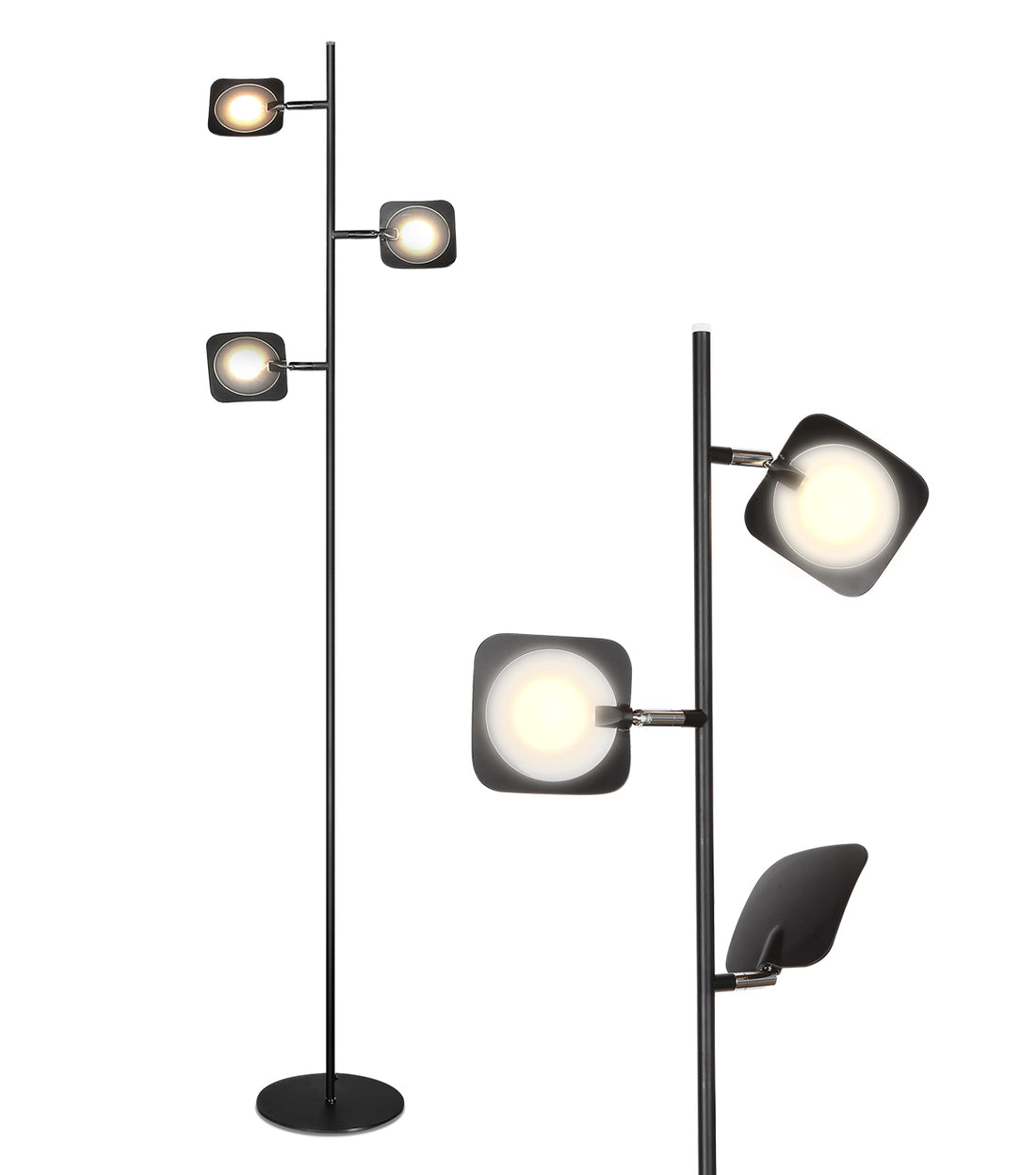 Brightech Tree Spotlight LED Floor Lamp - Very Bright Reading, Craft and Makeup 3 Light Standing Pole - Modern Dimmable & Adjustable Panels, Minimal Space Use