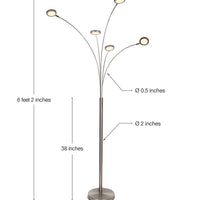 Brightech Orion - Super Bright, Modern LED Arc Lamp - 5 Adjustable Arms & Light Heads Arch Over The Couch - Standing Tree Lamp for Living Rooms - Bright Hanging Lighting