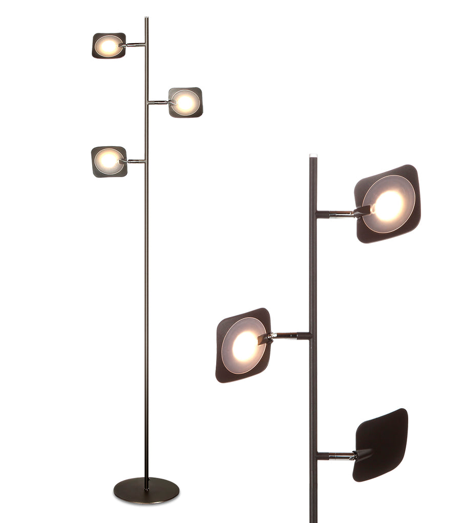 Brightech Tree Spotlight LED Floor Lamp - Very Bright Reading, Craft and Makeup 3 Light Standing Pole - Modern Dimmable & Adjustable Panels, Minimal Space Use