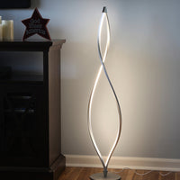 Brightech Twist - Modern LED Spiral Floor Lamp for Living Room Bright Lighting - Built in Dimmer for Bedroom Ambience Or TV Soft Light - Futuristic Indoor Pole Lamp for Offices