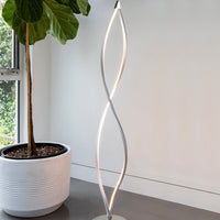 Brightech Twist - Modern LED Spiral Floor Lamp for Living Room Bright Lighting - Built in Dimmer for Bedroom Ambience Or TV Soft Light - Futuristic Indoor Pole Lamp for Offices